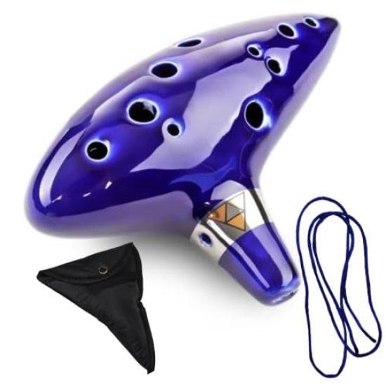 Ocarina, BlueBrown, 12 Holes, Ceramic Tube, Legend of Zelda Replica, High Quality Alto C, AFUNTA, with Japanese Instructions, Cosplay, Sheet Music