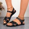 Fashion Women's Beach Glamour Sandals Elastic ankle strap Casual bohemian crossover lace-up simple holiday summer soft-soled sandals