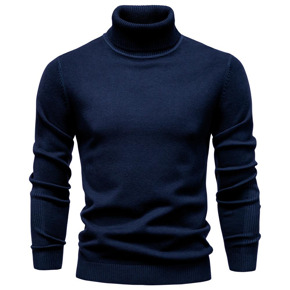 Winter Men Turtleneck Sweater Casual Solid Color Warm Pullover High Quality Slim High Neck Long Sleeve Sweater Men
