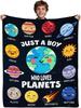 Planeten-Decke für Jungen Kinder Sonnensystem Geschenke für Jungen Nur Ein Junge, Der Planeten Liebt Planeten-Geschenk für Teenager Weltraum-Decke