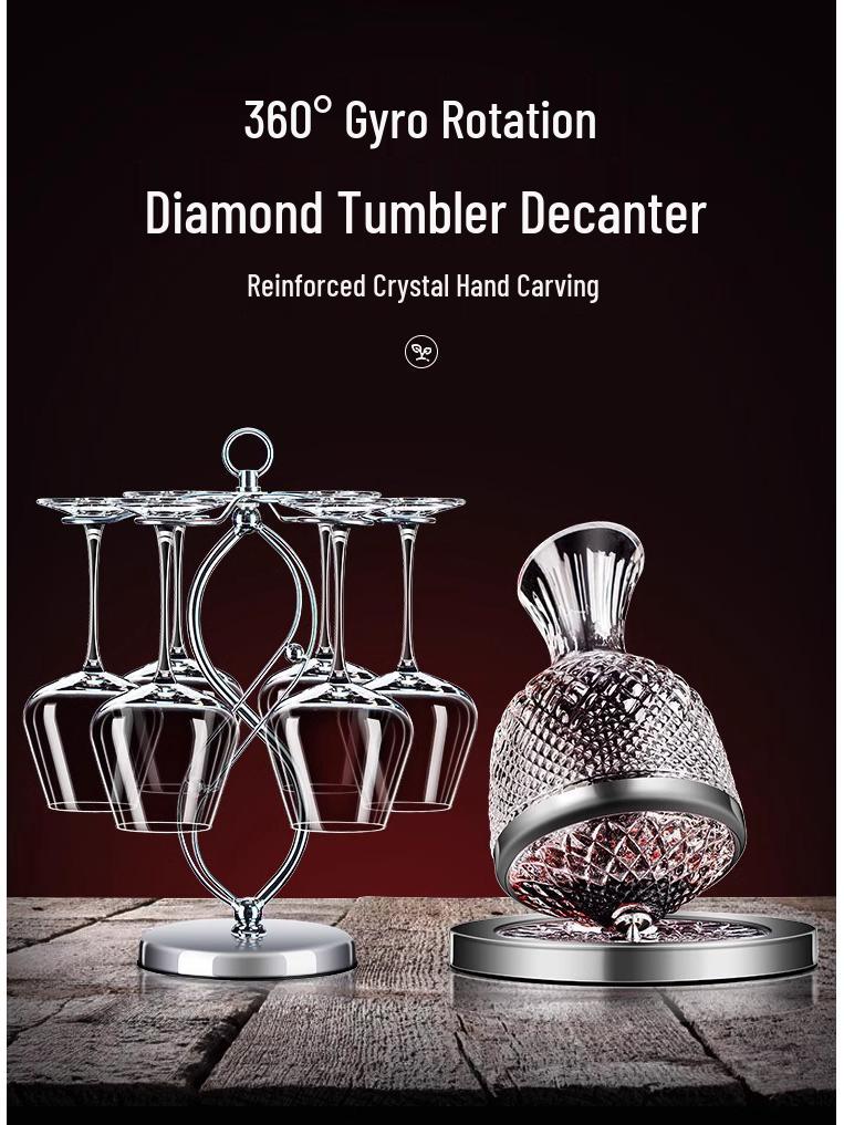 Rotating Burgundy Wine Decanter & High-Stemmed Glass Set