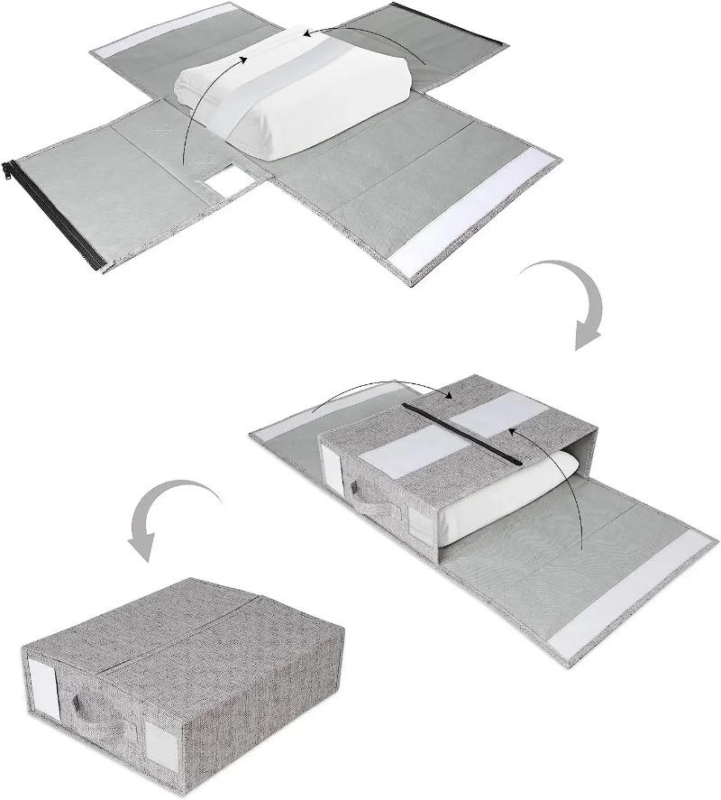 Sheet Cube Bed Sheet Set Organizer Foldable Storage Box,Linen Closet Organizer for Bedding Sheets Covers,Blankets&Pillow Cases