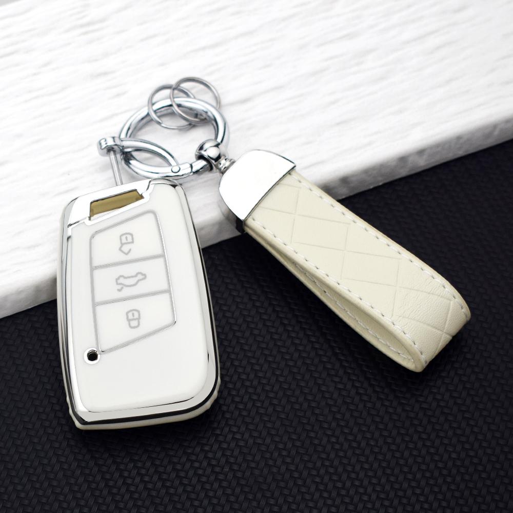 Anti-scratch TPU Car Key Case Cover for Volkswagen VW Passat B8 Magotan Skoda Superb A7 Key Fob Shell with Keychain Accessories