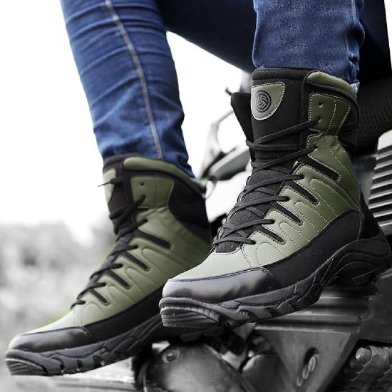 Bacca Bucci FLAME Original 7-Eye Moto Inspired Mild Water Proof High Top Ankle Snow Boots for Men