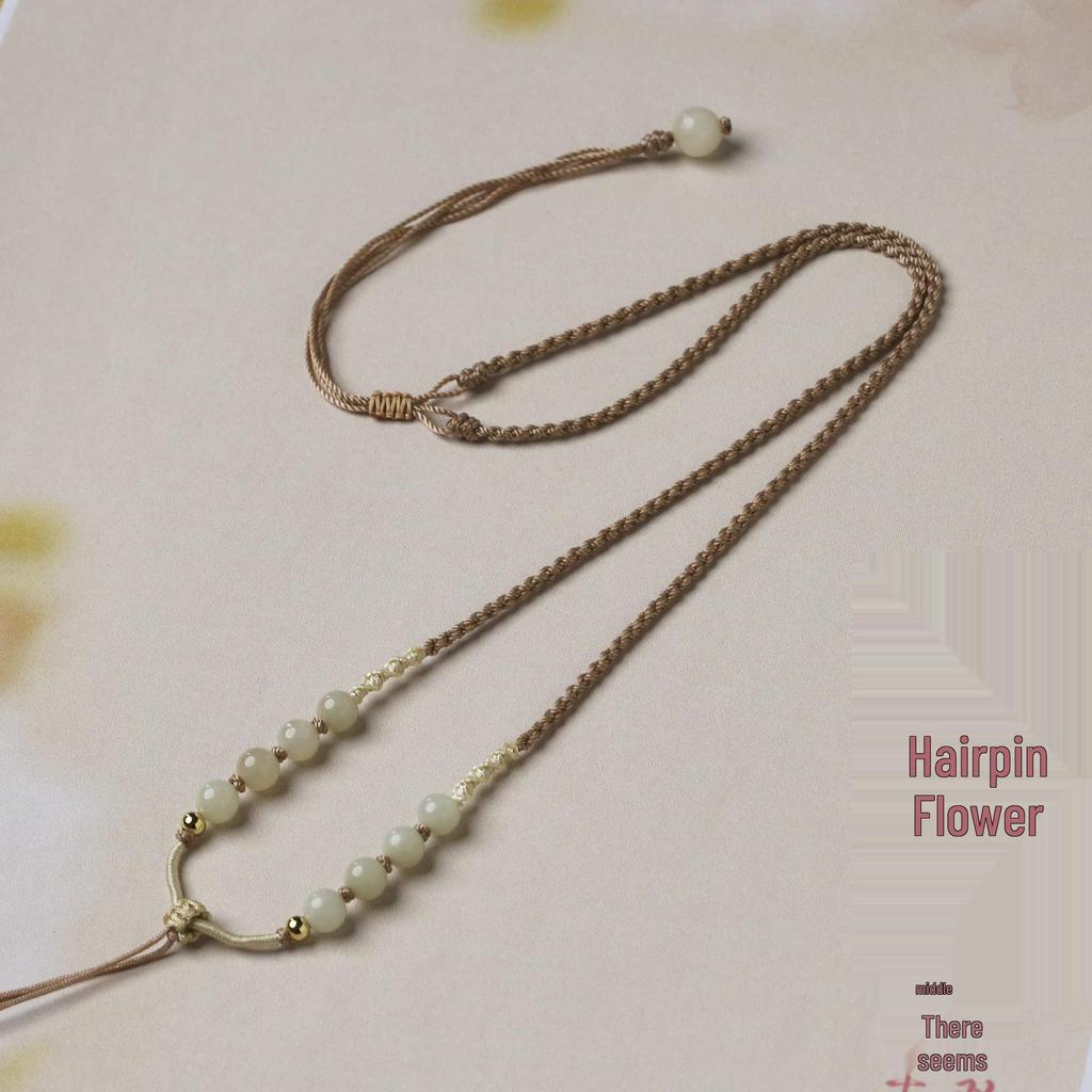 Exquisitely Braided Handwoven Hetian Jade Pendant Necklace