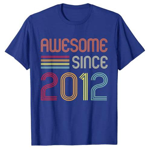 Awesome Since 2012 11th Birthday Retro TShirt 11 Years Old Sayings Graphic Tee Tops Short Sleeve BornIn2012 Clothes Gifts