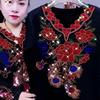 Plus Size Rhinestone Long-Sleeve V-Neck Top for Middle-Aged Women - Tummy Concealing, Age-Reducing, Warm Fleece.