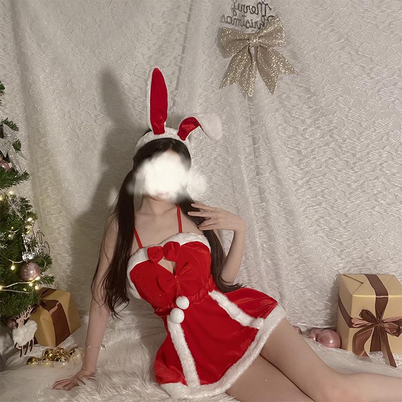 Night Dream Velvet Christmas Costume Lingerie Set