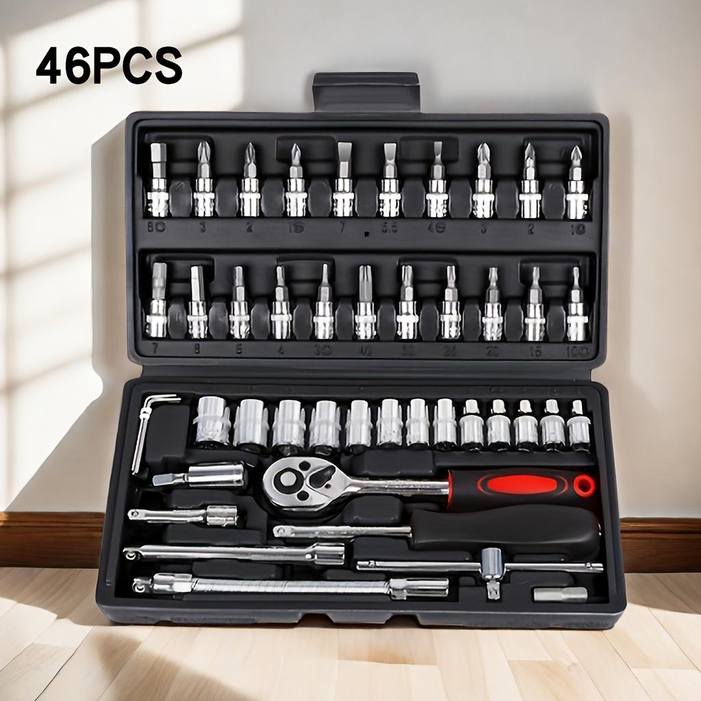46 st. Spärr Hem- & Bilreparationsverktygssats - Inkluderar Momentnyckel, Skruvmejsel, Verktygslåda, Motorcykel- & Cykelreparationssats
