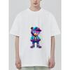 Schwarzes T-Shirt mit buntem Bären-Cartoon-Print für Freizeitkleidung