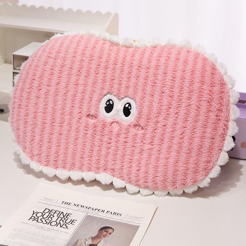 Memory Foam Dopamine Stripes Pillow With Cute Big Eyes For Office Napping And Lounge Comfort PinkStripes