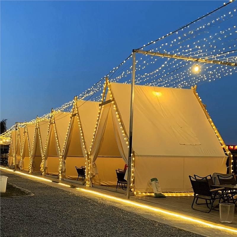 Triangle Log Cabin Style Dining Tent for Outdoor Camping and BBQ