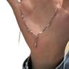 2024 New Silver Waving Water Drop Necklace Women's French Simple Premium Neutral Daily Commuter Versatile Sweater Chain