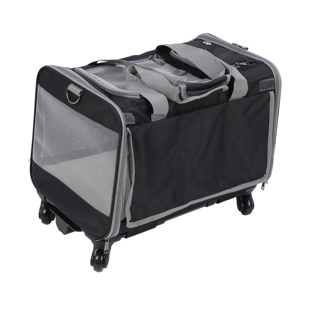 Hunde Katzen Transportbox mit Rädern Atmungsaktives 4-Netzfenster Tragbare Faltbare Haustiertransporttasche für Draußen