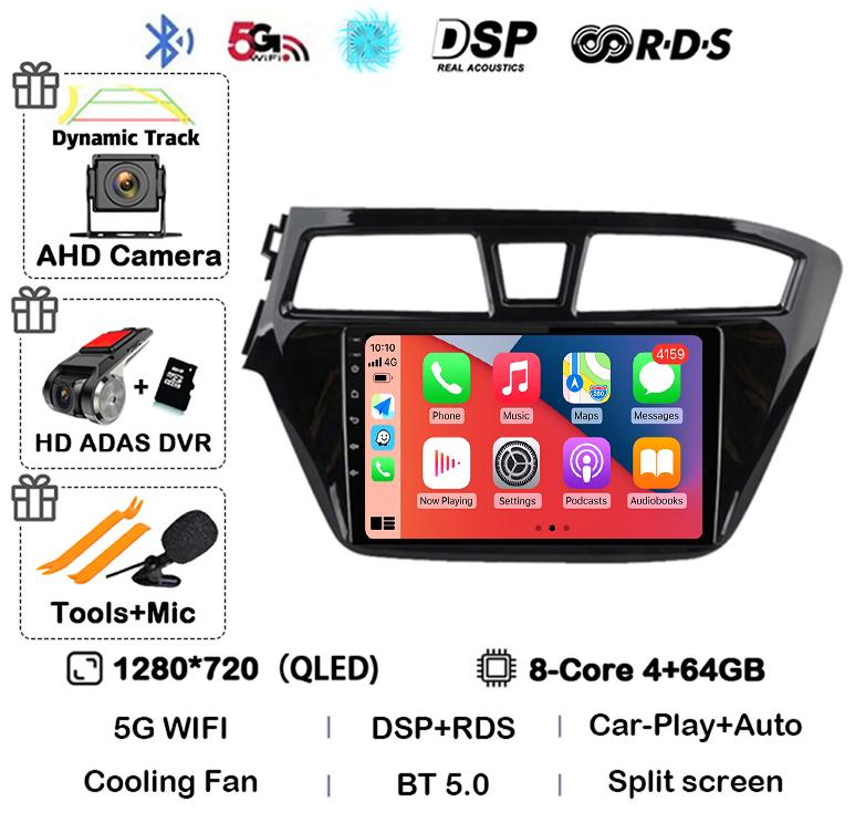 Android 14 Carplay Auto WIFI+4G For Hyundai I20 LHD 2015 2016 2017 2018 Car Radio Car Multimedia Player Stereo GPS NO 2 Din DVD