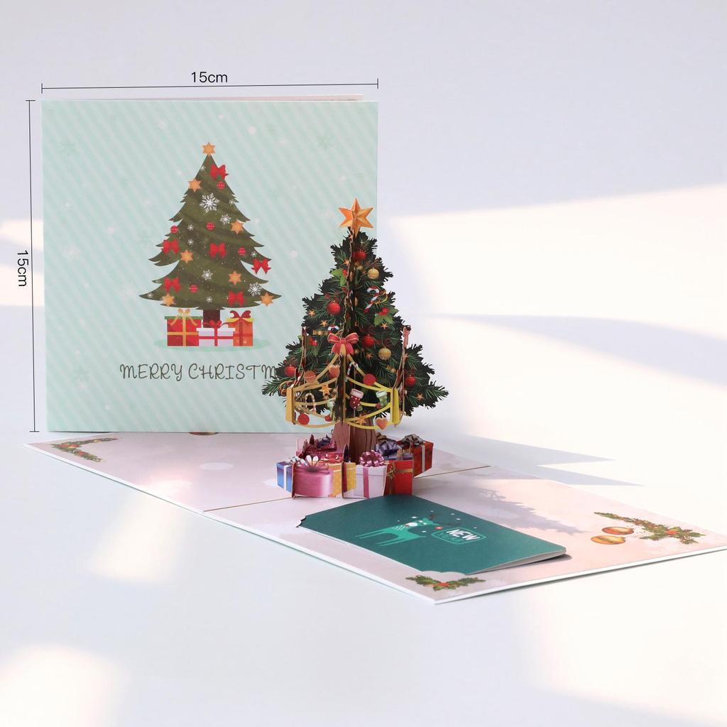 Pop-Up 3D Christmas Tree Card - Creative Holiday Greeting and Gift