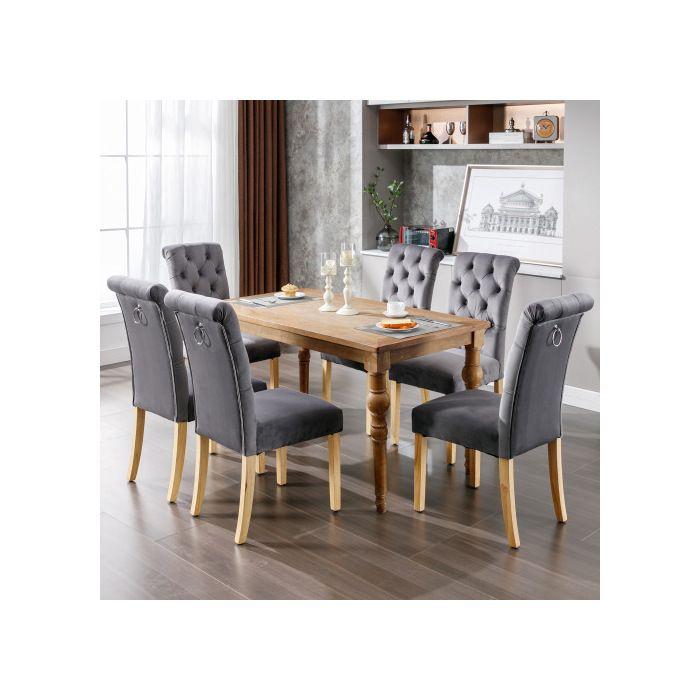 Ensemble De Chaises - MUVOE - 6 Chaises En Velours - Pieds En Chêne - Confort Optimal - Design Moderne
