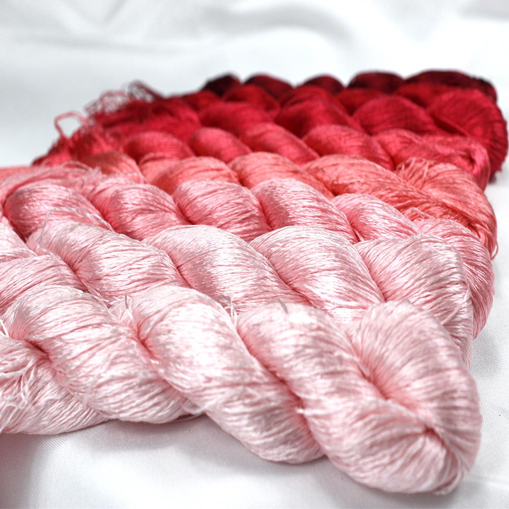 Filo di seta 1pz 100% ricamo a mano ricama punto croce 400m filo da ricamo in seta serie rosa 8 colori sfumati