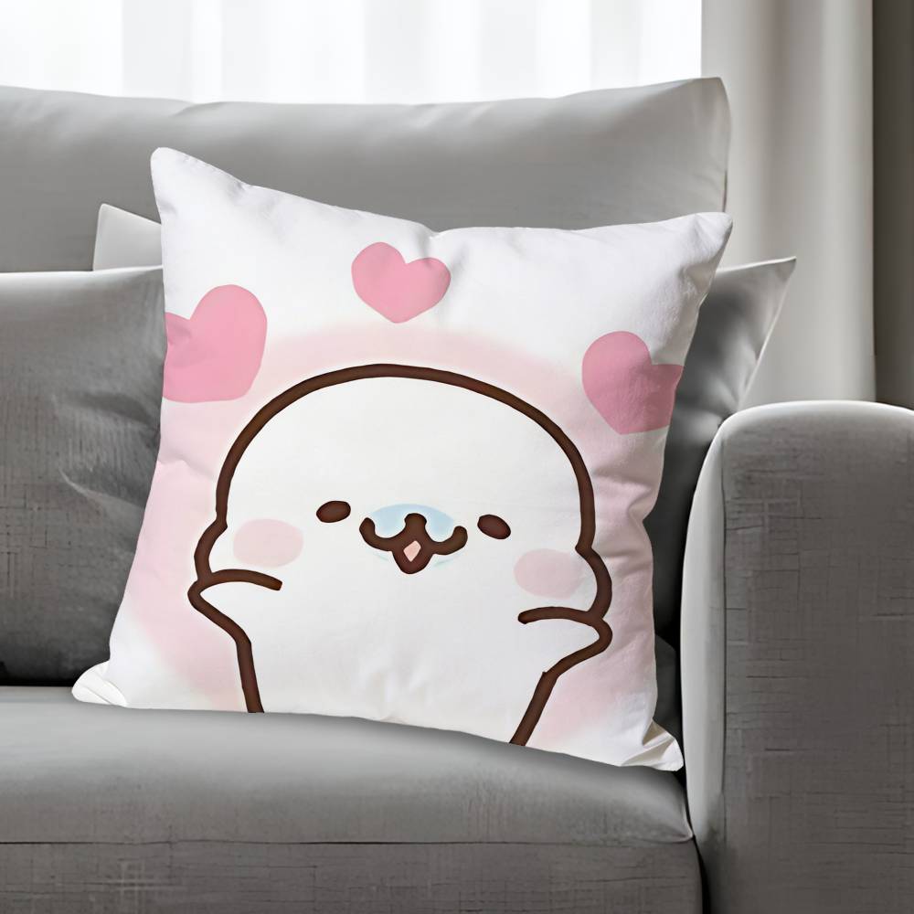 M-Mamegoma S-Seal Cute Meme Pillow Cases for Bedroom Living Room Sofa Home Decor Polyester Cushion Cover with Zipper
