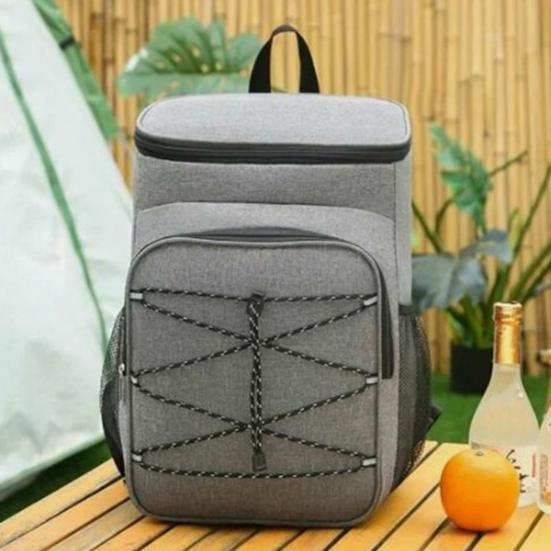 Picnic Bag Large Capacity Waterproof Oxford Cloth Cooler Bag with Adjustable Straps Side Mesh Pockets Outdoor Lunch Bag