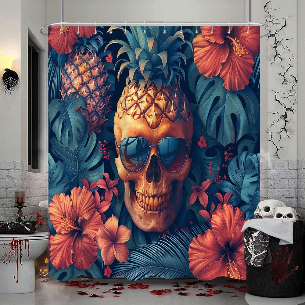 Spooky Halloween Skeleton Shower Curtain Skull Flower Dinosaur Western Cowboy Polyester Fabric Shower Curtains Bathroom Decor
