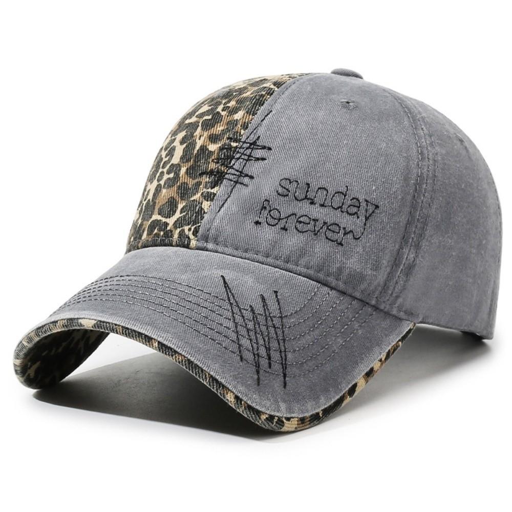 Sunday Foreve Embroidered Leopard Patchwork Baseball Cap Distressed Hip Hop Peaked Cap Washed Cotton Sunscreen Trucker Hat