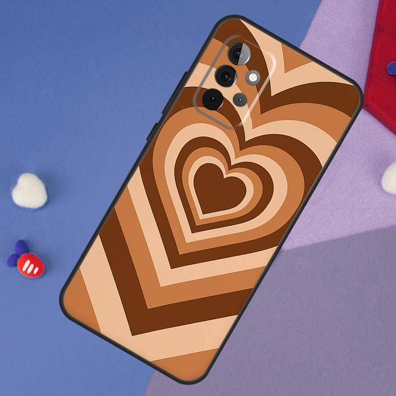 Latte Love Groovy Coffee Heart Pink Case For Samsung Galaxy A14 A56 A36 A26 A16 A06 A54 A34 A12 A32 A52 A13 A33 A53 A15 A35 A55