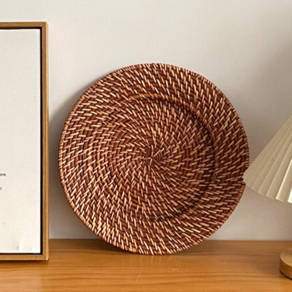 Retro Rattan Tray Handmade Fruit Plate Creative Dessert Plate  Bedroom