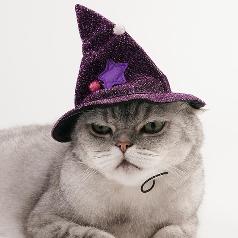 Soft Fashiona Hat Gothicism Witches Costume Hat Outdoor Activity Pet Hat for Kittens and Puppy Parties Event