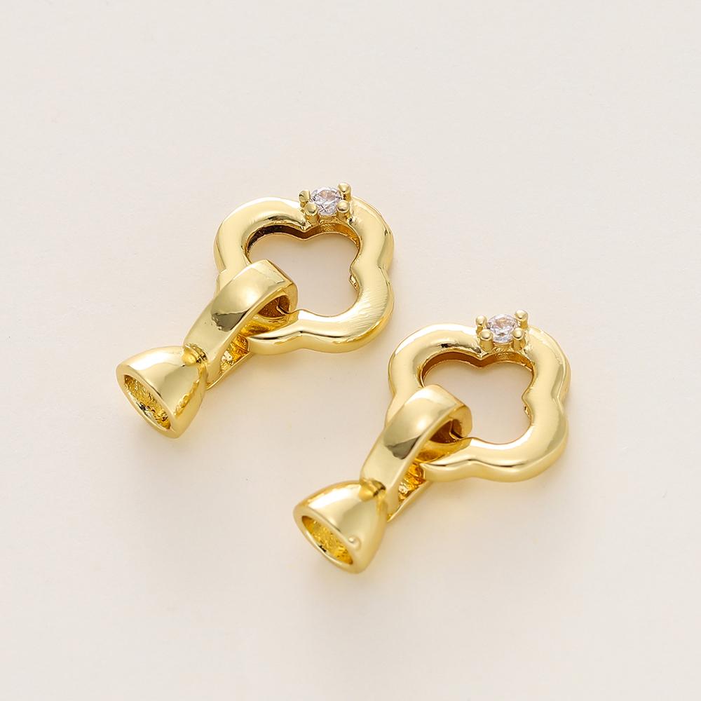 1/2Pcs/Pack 14/18K Gold Plated Inlaid Zircon Connector End Caps Fastener Clasps for DIY Jewelry Bracelet Making Accessories