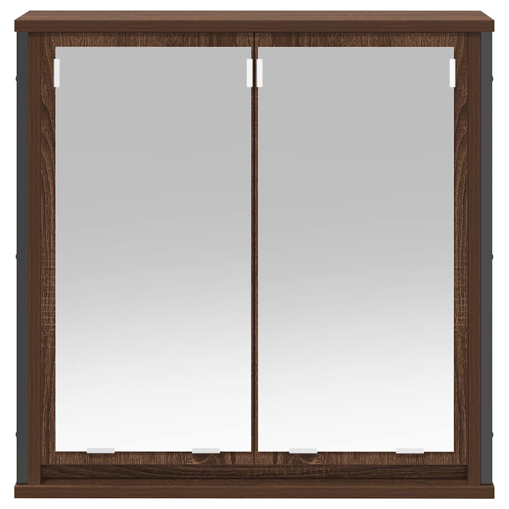 Bathroom Wall Cabinet with Mirror Brown Oak Effect 60 x 21 x 60 cm