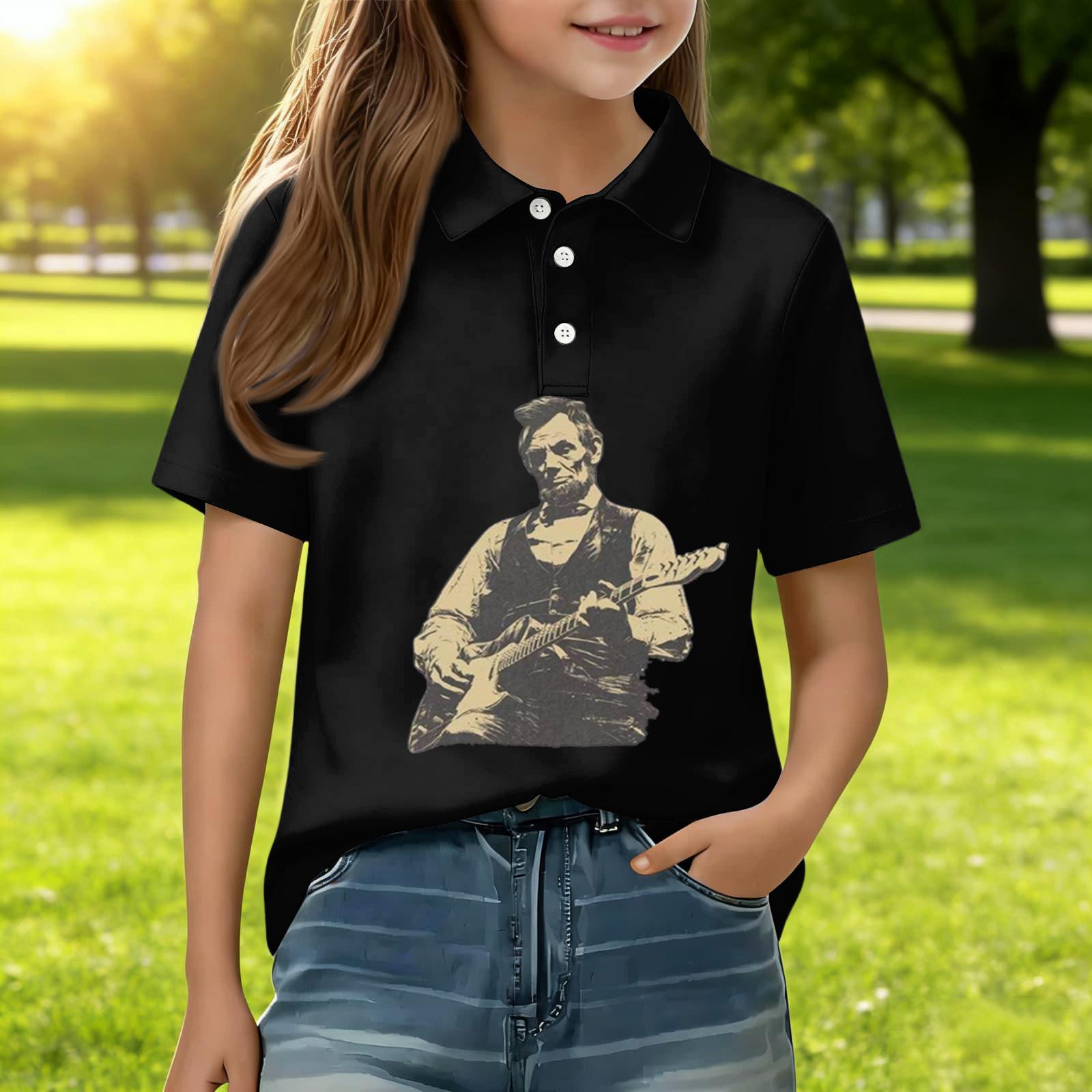 

Children s Daily Casual Short-sleeved Print Tops T-shirts Shirts 110 чёрный