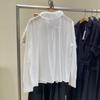 U1116 autumn new women's clothing fashionable temperament ruffle edge loose open placket solid color long-sleeved shirt UWG111116