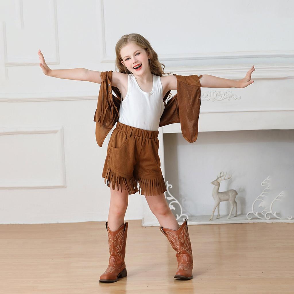 Children's Ethnic Hippie Suede Tassel Vest Set