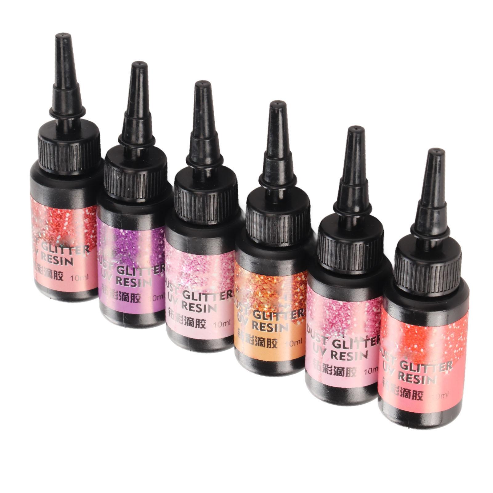 6 stuks Gekleurde UV Hars 10 ml per stuk Penvormig Snel Uithardend Aluminiumfolie Afsluiting UV Lijm voor Sieraden Knutselen