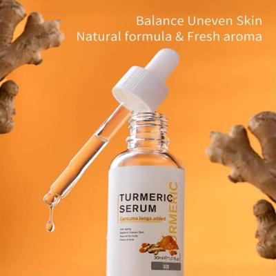 DETAILR® Serum do twarzy z kurkumą, witaminą C i kwasem hialuronowym | Dla promiennej skóry i wyrównanego kolorytu | Pielęgnacja przebarwień i śladów po trądziku | Nawilżające i rozjaśniające