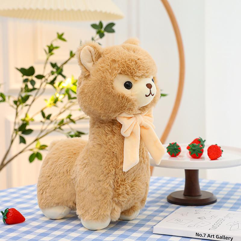 Cute Bow Tie Cream Alpaca Doll Girl Hug Pillow Home Decoration Grab Machine Doll Street Stall Ring Gift