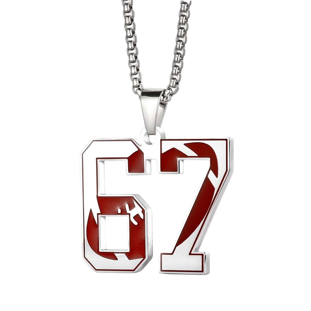 Unisex Stainless Steel Basketball, Rugby, And Baseball Player Number Pendant, Chunky Chain, Sports Humorous Decorative Necklace