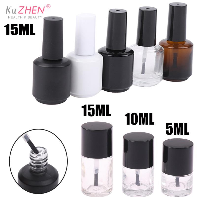 5/10/15ml Empty Transparent Glass Nail Polish Bottle Empty With Lid Brush Cosmetic Containers Nail Glass Bottles With Brush