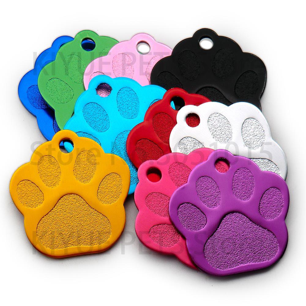 20Pcs PAW Shape 3D Exquisite Personalized Pet Dog ID Tags Custom Engraved Name Phone No. Cat For Dog Pet Accessories