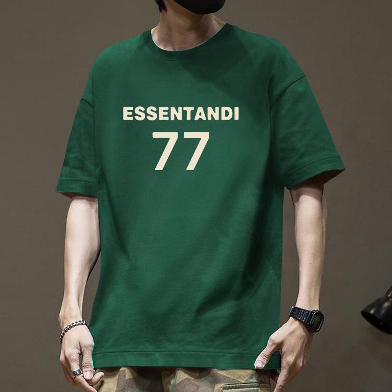 Cotton Short Sleeved T-shirt Men's Summer Trendy Printed Round Neck Shirt Loose Trendy Breathable T-shirts