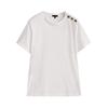 T-shirt Spring White Tops Button Versatile Short Sleeve MD