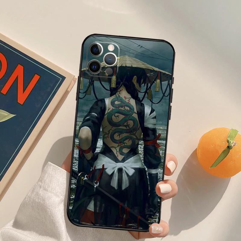 Apple Iphone14Promax Mobile Phone Case Anime Girl Samurai Mobile Phone Case Hair Painting Anti-Drop Huawei Three