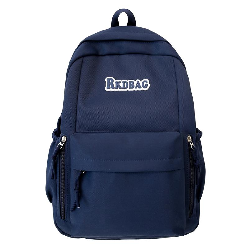Student Solid Color Schoolbag Women's College Style Backpack Letter Large Capacity Backpack