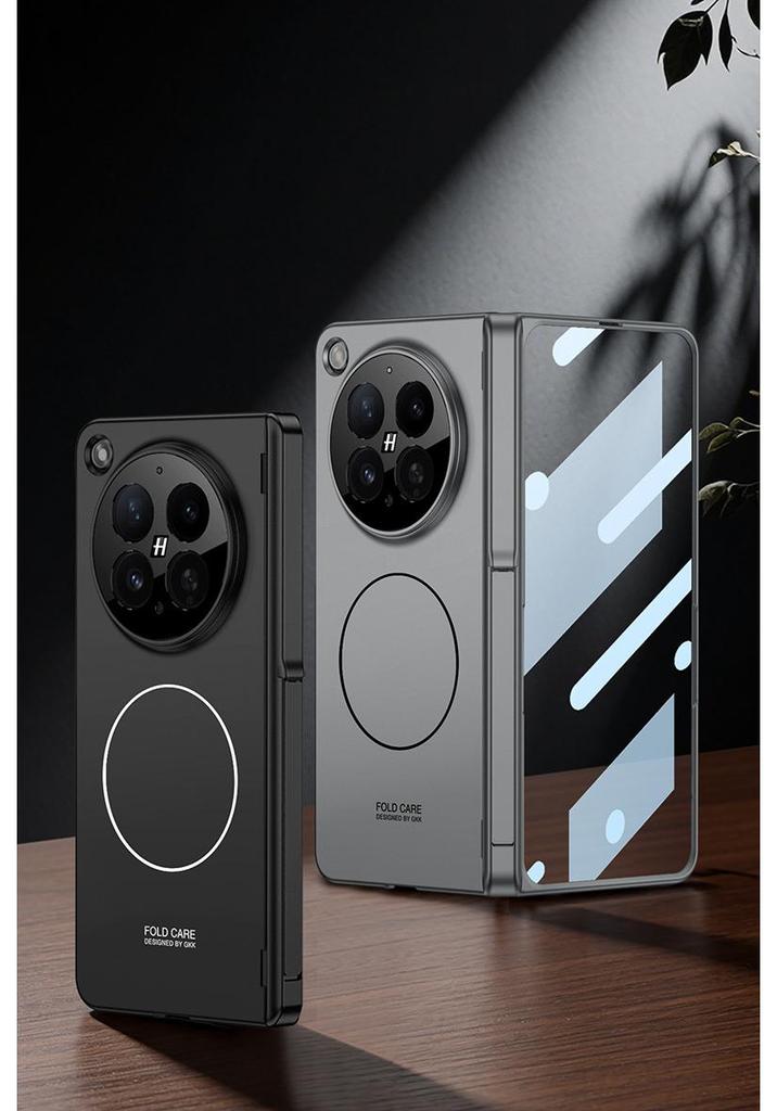 Oppo Find N6 Phone Case: Foldable Screen, Inner Magnetic Ring, Full Coverage, Magnetic Hinge, Hard Shell, Side Protection, with Bracket.