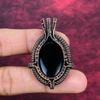 Black Onyx Pendant Genuine Gemstone Jewelry Copper Wire Wrapped Handmade Pendant