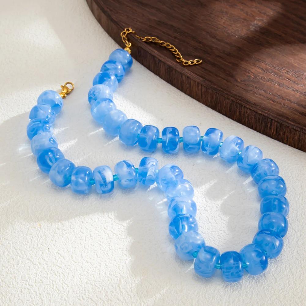14 Colors Bohemian Colorful Acrylic Beads Choker Necklace for Women Fashion Resin Statement Necklaces Summer Beach Jewelry