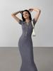 European & American Fishtail Knit Dress: Women's Summer Slim Fit Polo with Short Sleeves and Hip Wrap Skirt