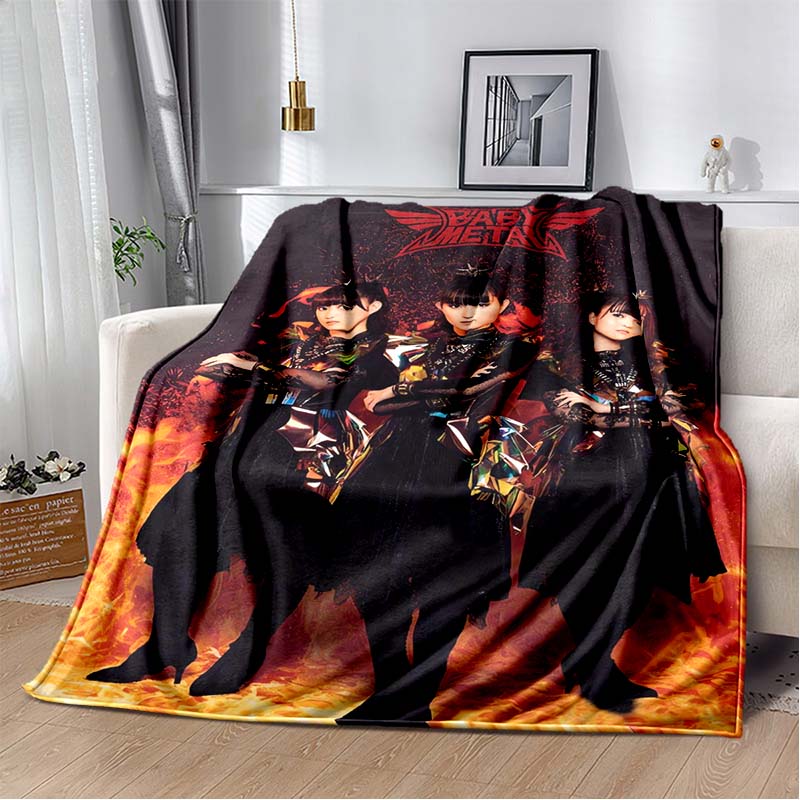 2026 New Babymetal Combination Printed Plush Soft Blanket Home Sofa Bed Warm Office Travel Picnic Flannel Blanket Bed Cover Gift