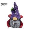 Halloween Tabletop Decorations Vampire Gnome Figurine, Resin Faceless Dwarf Statue with Purple Star Gothic Home Decor Hat And Cape, Spooky Cute